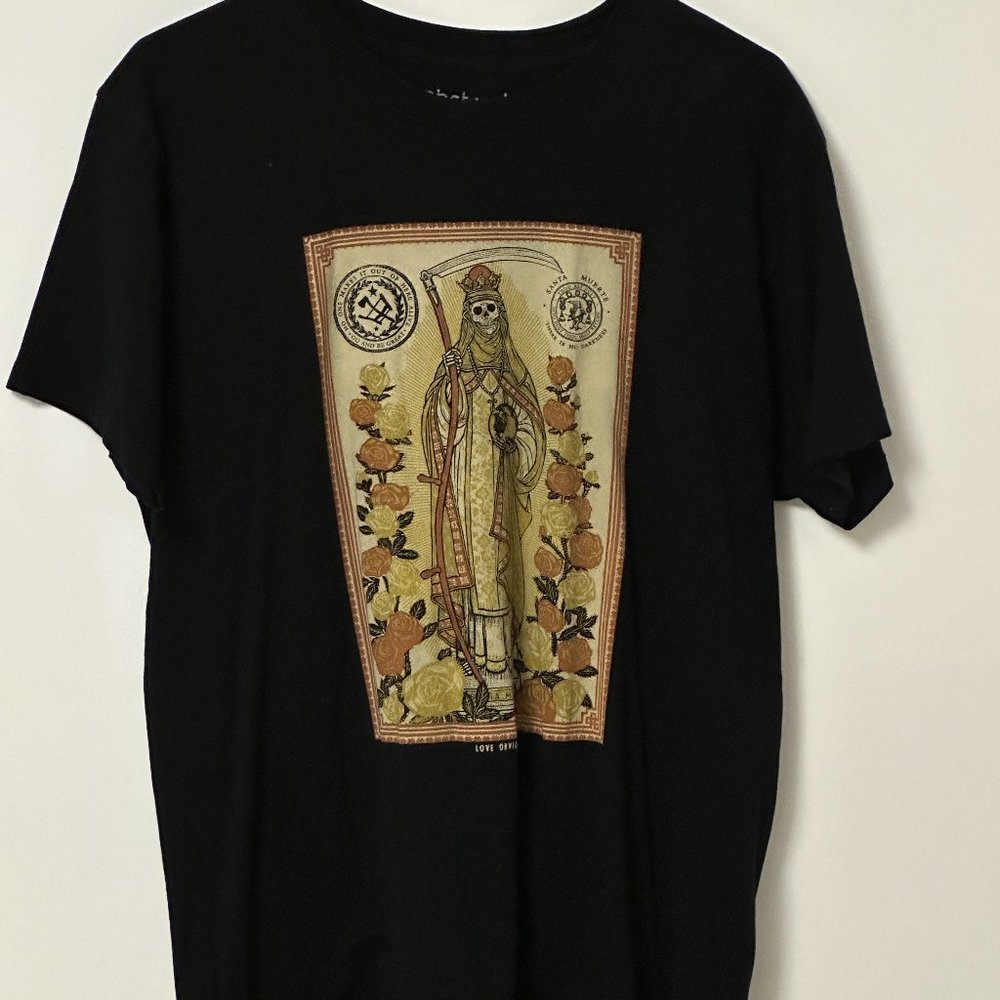Abstract Artist T-Shirt, Size L, Reaper tarot card graphic on front